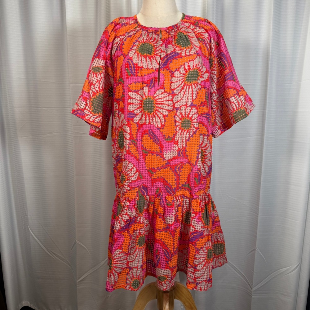 Oliphant Pink Orange Floral Mini Dress
